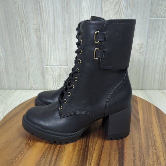 DKNY Black Lace Up Ultra High Heel Combat Boots Womens Size 7 K4982241 - Picture 2 of 12